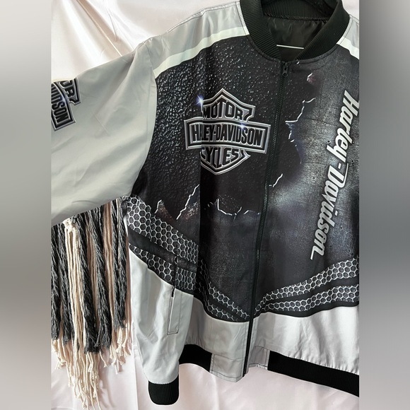 Harley Davidson Men’s 2XL Graphics Zip Slit Pockets Coat Jacket - Picture 2 of 14